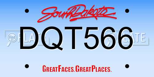 DQT566 South Dakota License Plate