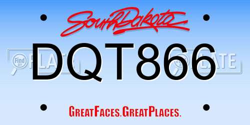 DQT866 South Dakota License Plate