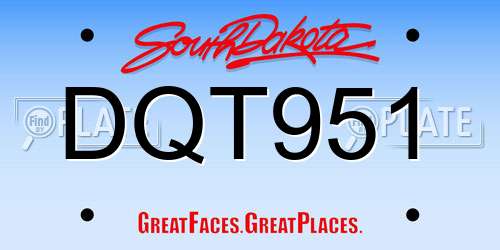 DQT951 South Dakota License Plate