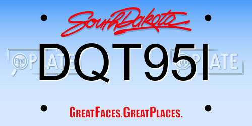 DQT95I South Dakota License Plate