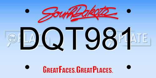 DQT981 South Dakota License Plate