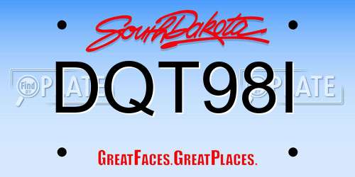 DQT98I South Dakota License Plate