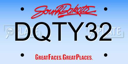 DQTY32 South Dakota License Plate