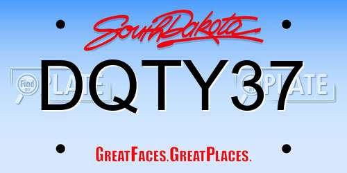 DQTY37 South Dakota License Plate