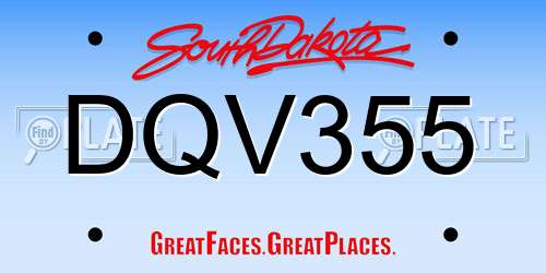 DQV355 South Dakota License Plate