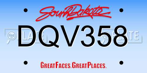 DQV358 South Dakota License Plate