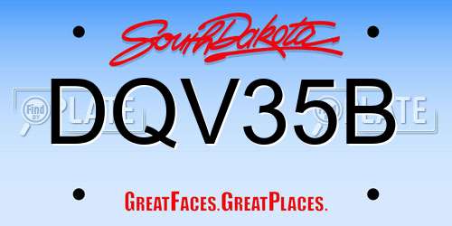 DQV35B South Dakota License Plate