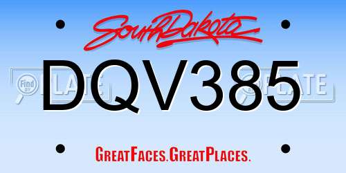 DQV385 South Dakota License Plate