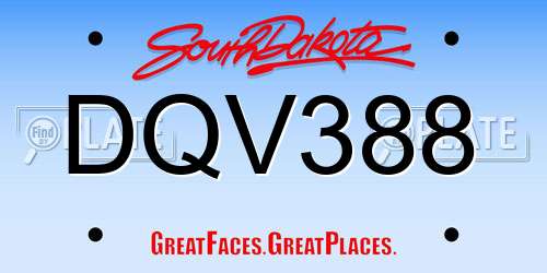 DQV388 South Dakota License Plate