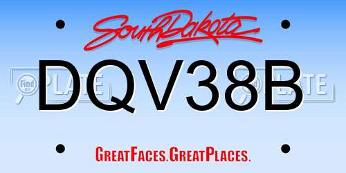 DQV38B South Dakota License Plate