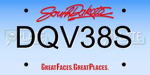 DQV38S South Dakota License Plate