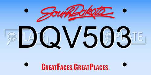 DQV503 South Dakota License Plate