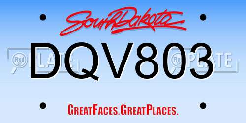DQV803 South Dakota License Plate