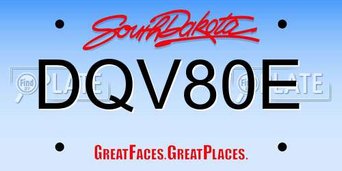 DQV80E South Dakota License Plate