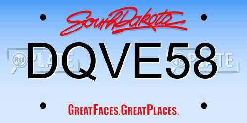 DQVE58 South Dakota License Plate