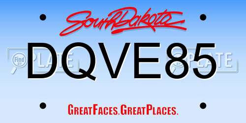 DQVE85 South Dakota License Plate