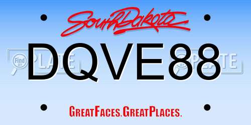DQVE88 South Dakota License Plate