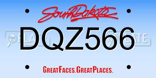 DQZ566 South Dakota License Plate