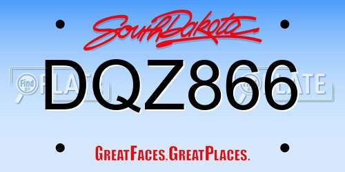 DQZ866 South Dakota License Plate