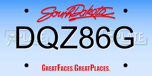 DQZ86G South Dakota License Plate