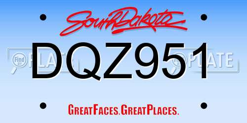 DQZ951 South Dakota License Plate