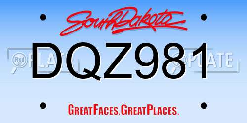DQZ981 South Dakota License Plate