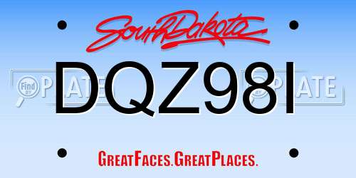 DQZ98I South Dakota License Plate