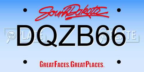 DQZB66 South Dakota License Plate