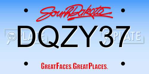DQZY37 South Dakota License Plate