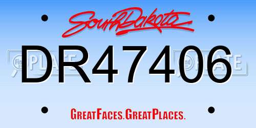 DR47406 South Dakota License Plate