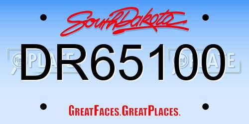 DR65100 South Dakota License Plate