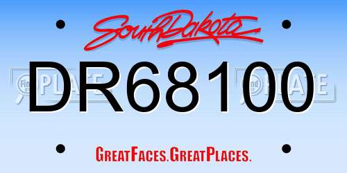 DR68100 South Dakota License Plate