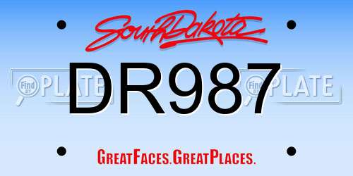 DR987 South Dakota License Plate