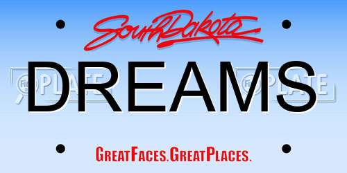 DREAMS South Dakota License Plate