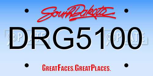 DRG5100 South Dakota License Plate