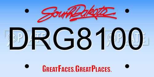 DRG8100 South Dakota License Plate