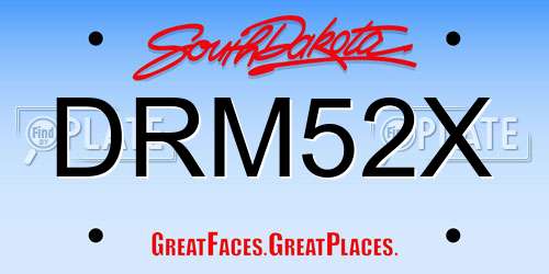 DRM52X South Dakota License Plate