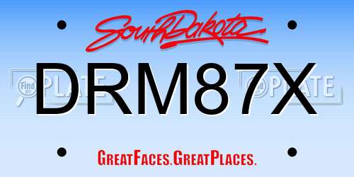 DRM87X South Dakota License Plate
