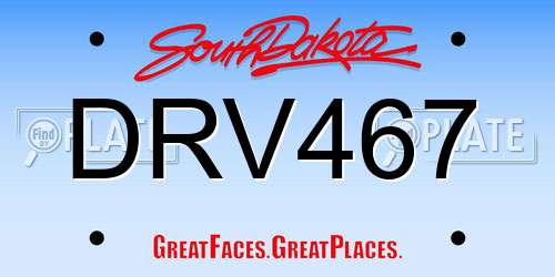 DRV467 South Dakota License Plate
