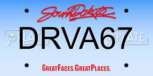 DRVA67 South Dakota License Plate