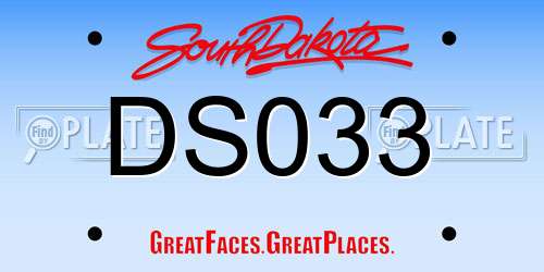 DS033 South Dakota License Plate
