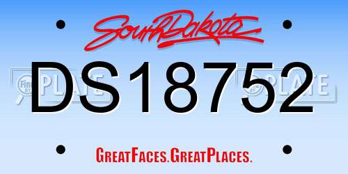 DS18752 South Dakota License Plate