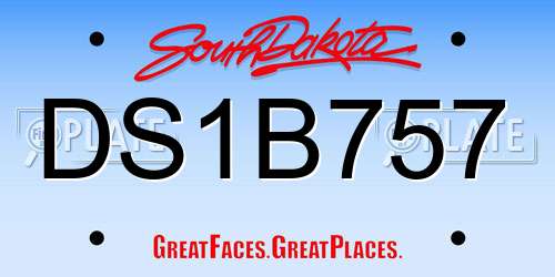 DS1B757 South Dakota License Plate