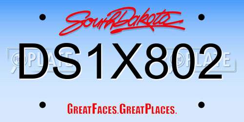 DS1X802 South Dakota License Plate