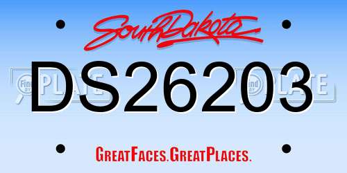 DS26203 South Dakota License Plate