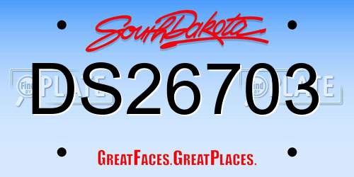 DS26703 South Dakota License Plate