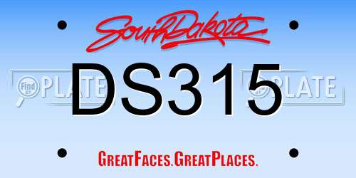 DS315 South Dakota License Plate