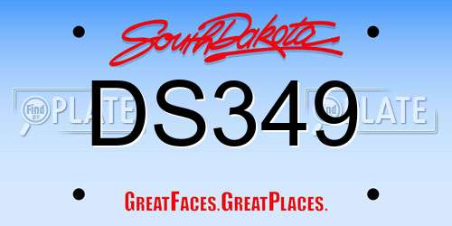 DS349 South Dakota License Plate