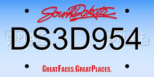 DS3D954 South Dakota License Plate
