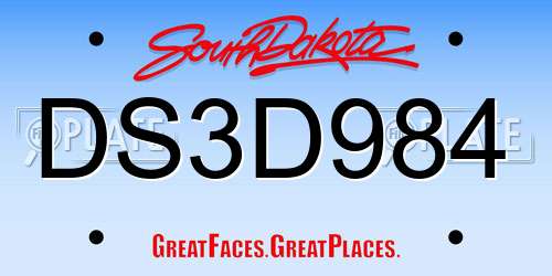 DS3D984 South Dakota License Plate